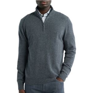 Nordstrom Men's Quarter Zip 100% Cashmere Gray Sweater Pullover Size Large NWT